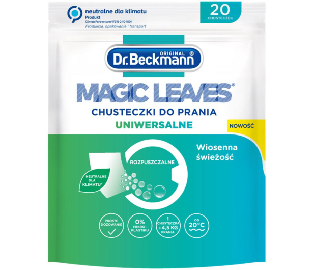 DR.BECKMANN Magic Leaves chusteczki do prania uniwersalne 20 szt. - 1466591 - zdjęcie